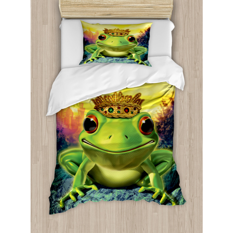 Frog Prince with Crown Duvet Cover Set