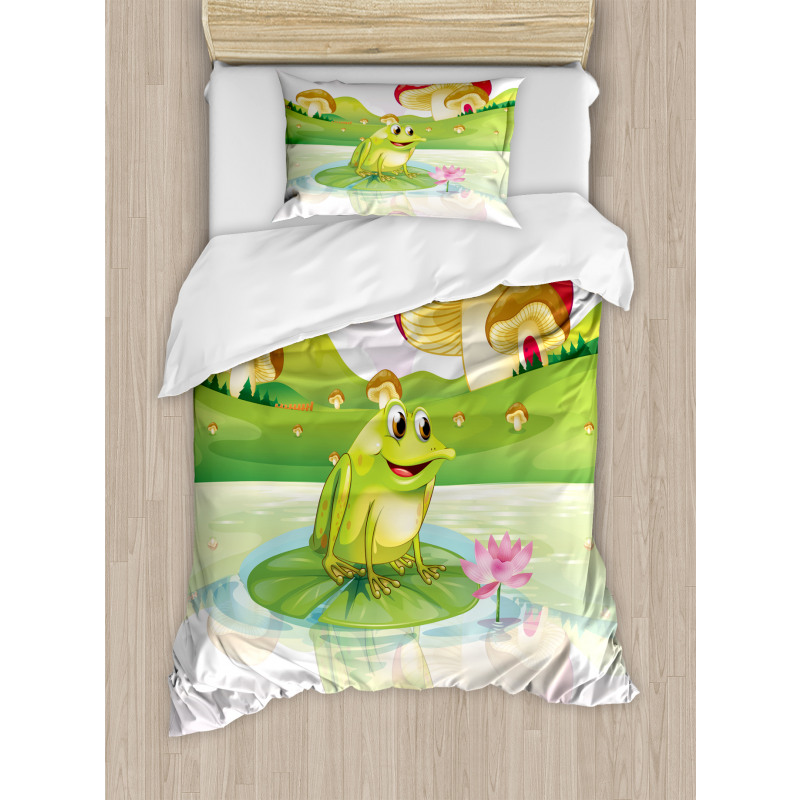 Frog on Water Lily Art Duvet Cover Set
