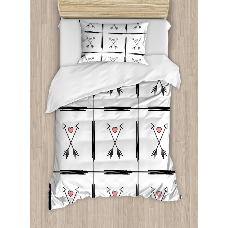 Arrow Hearts Pattern Duvet Cover Set