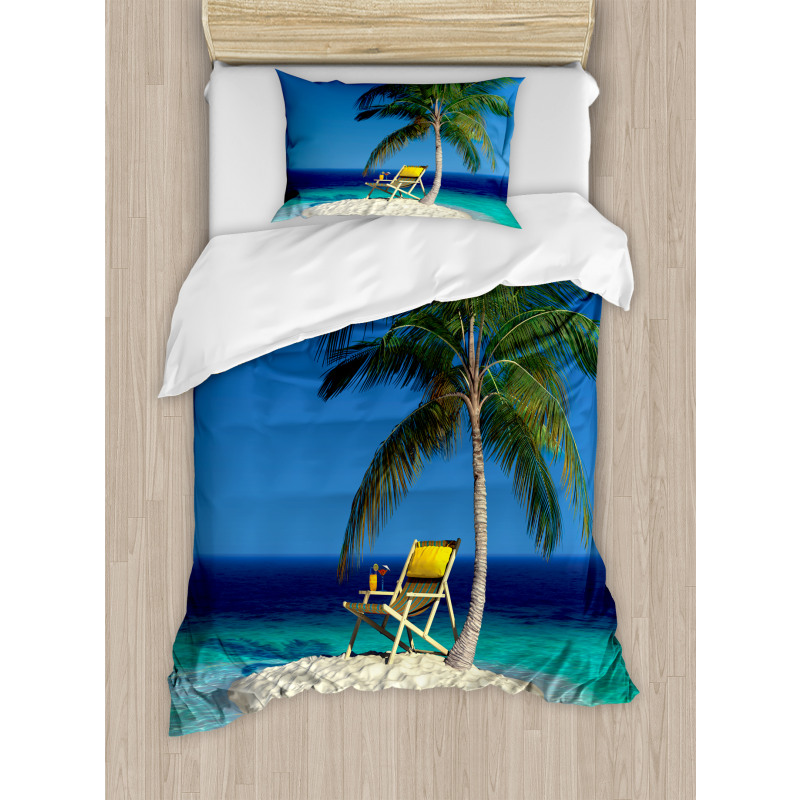 Chair Under a Palm Tree Duvet Cover Set