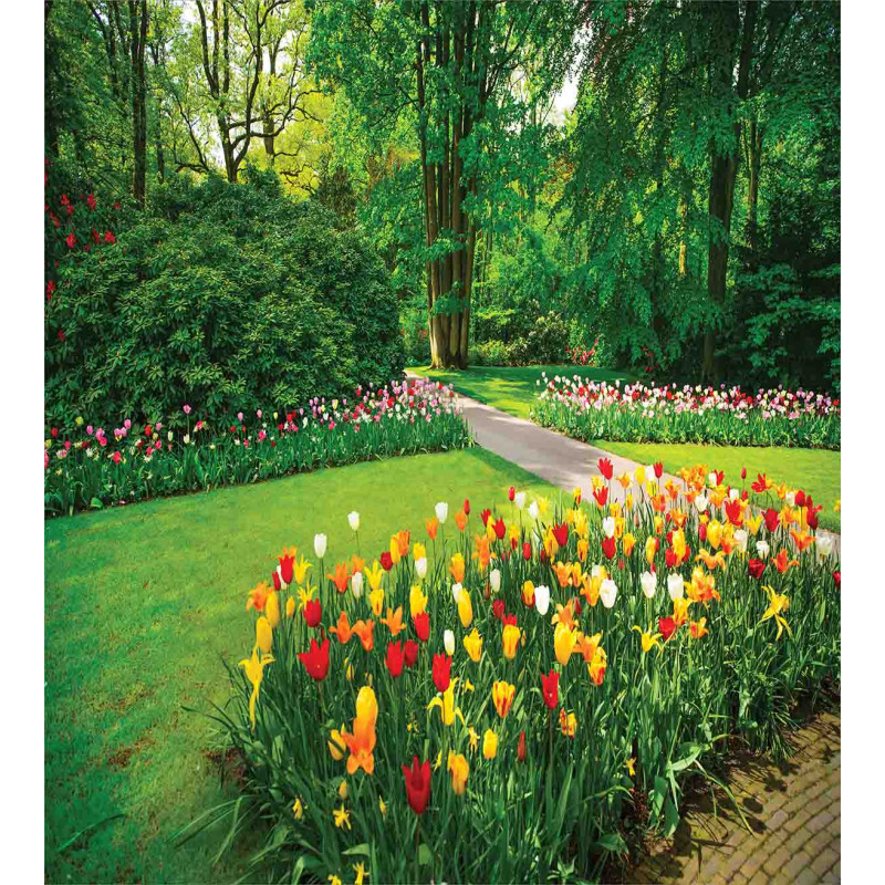 Garden with Tulips Trees Duvet Cover Set