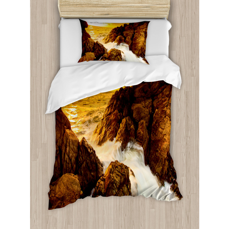 Wild Sunset and Waves Duvet Cover Set