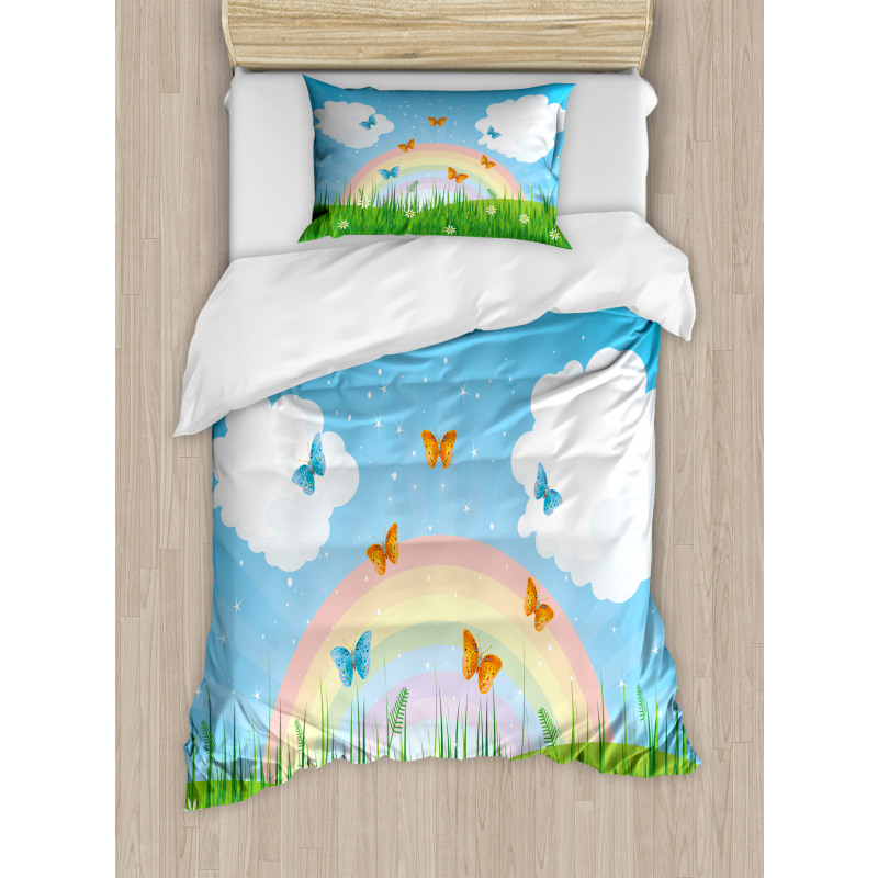 Meadow Butterfly Rainbow Duvet Cover Set