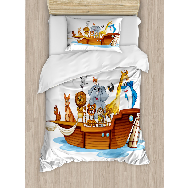 Animals on Mystic Boat Duvet Cover Set