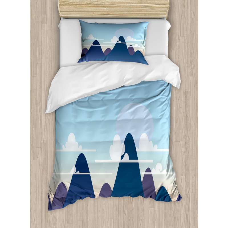 Pastel Mountains and Clouds Duvet Cover Set