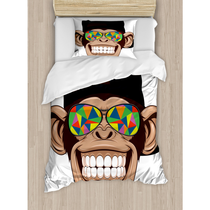 Hipster Monkey Glasses Duvet Cover Set