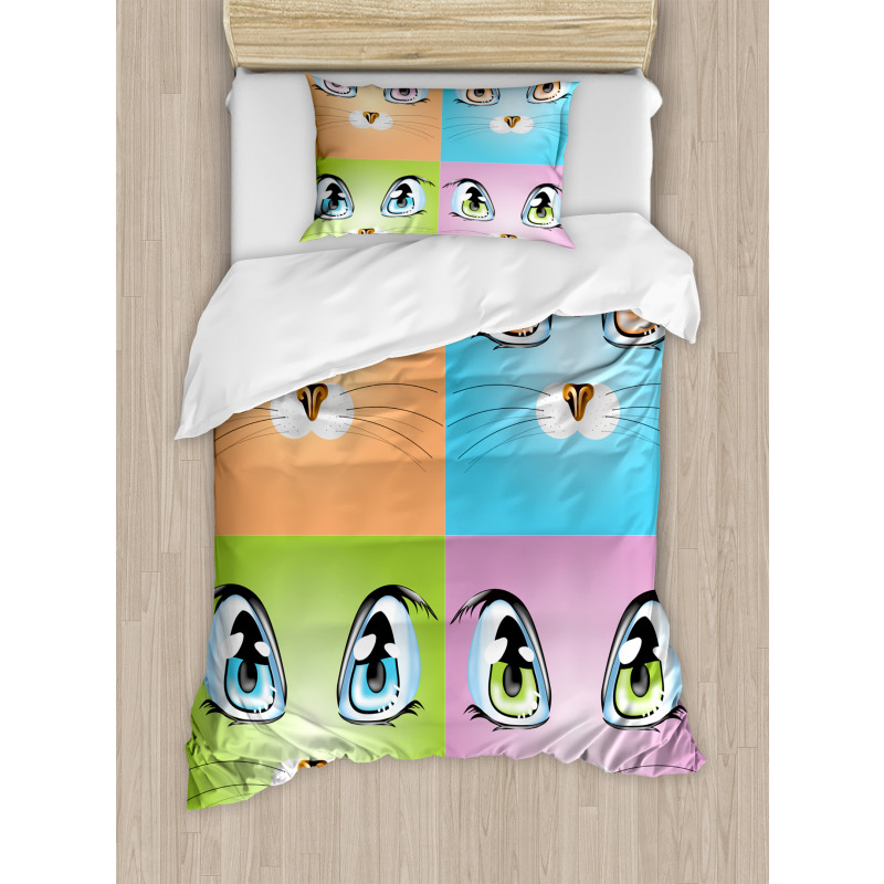 Colorful Animal Kitten Duvet Cover Set