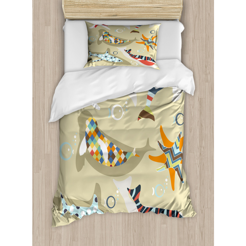 Starfish Dolphin Seal Bubble Duvet Cover Set