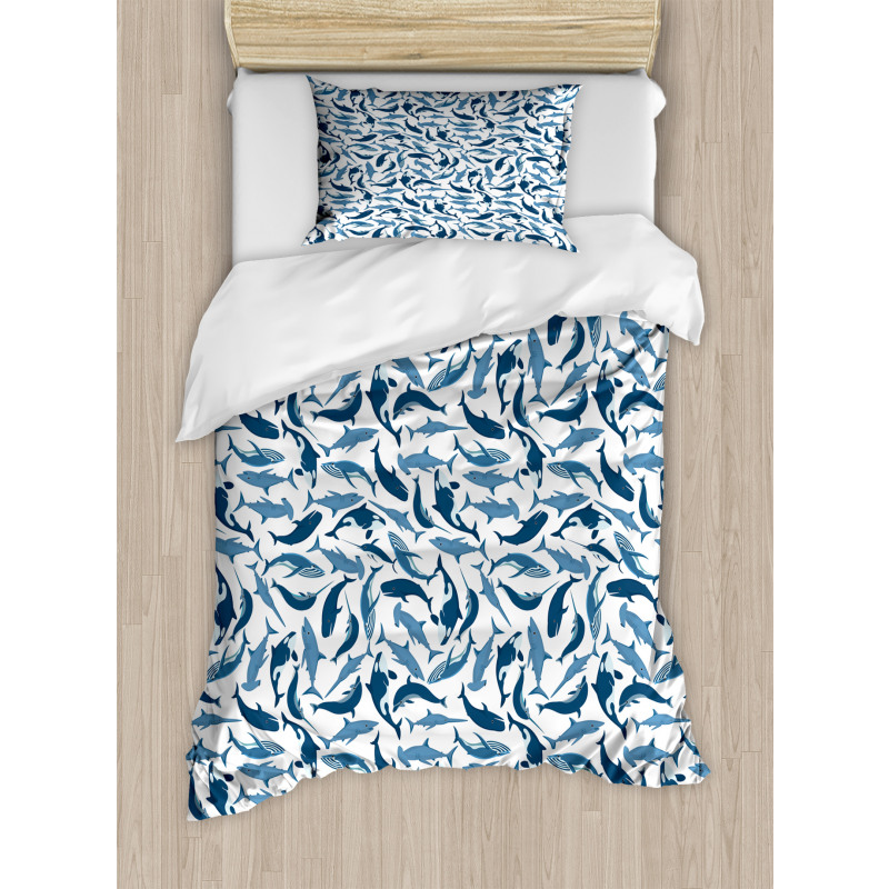 Sharks Narwhal Mammal Fish Duvet Cover Set