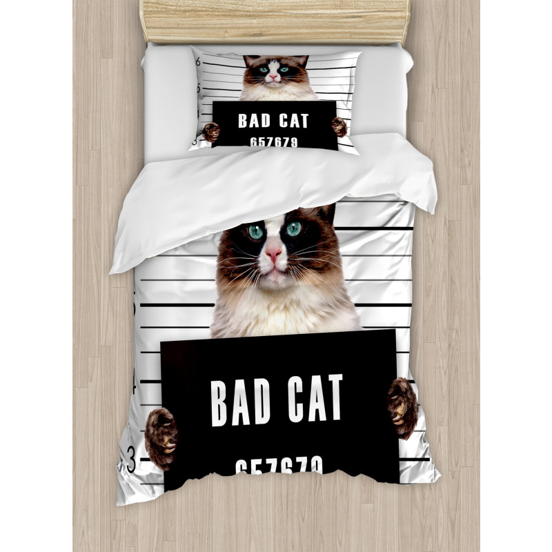 Jail Kitty Under Arrest Duvet Cover Set