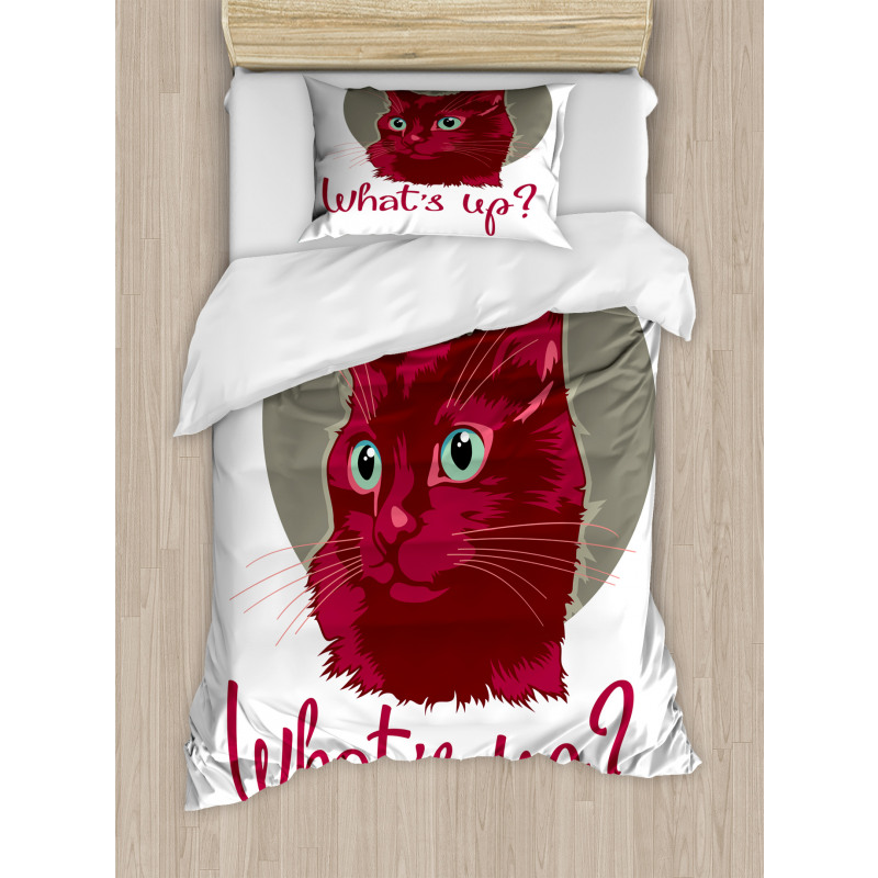 Love Words Cat Kitten Duvet Cover Set