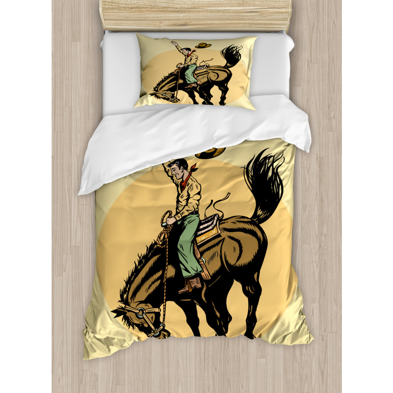 Wild Horse Rodeo Cowboy Duvet Cover Set