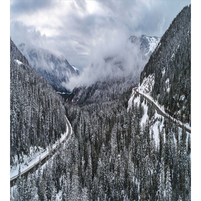 Highway in Winter Forest Duvet Cover Set