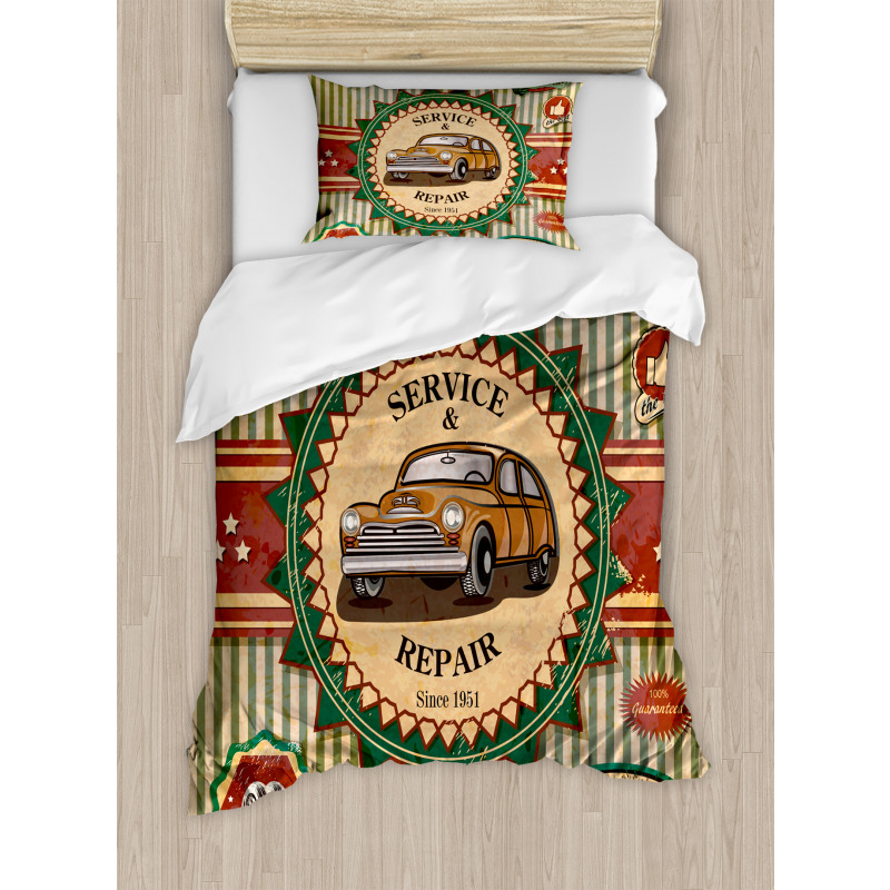 Old Sixties Car Pop Art Duvet Cover Set