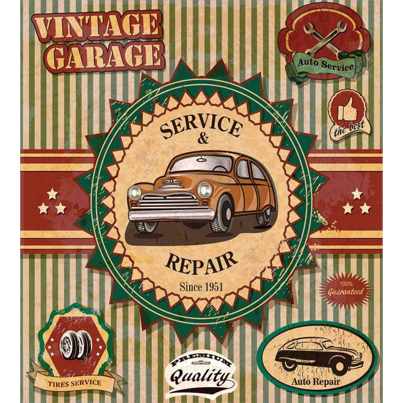 Old Sixties Car Pop Art Duvet Cover Set