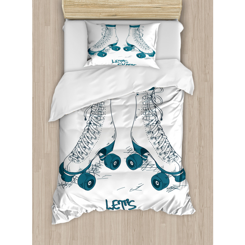 Retro Roller Skates Duvet Cover Set