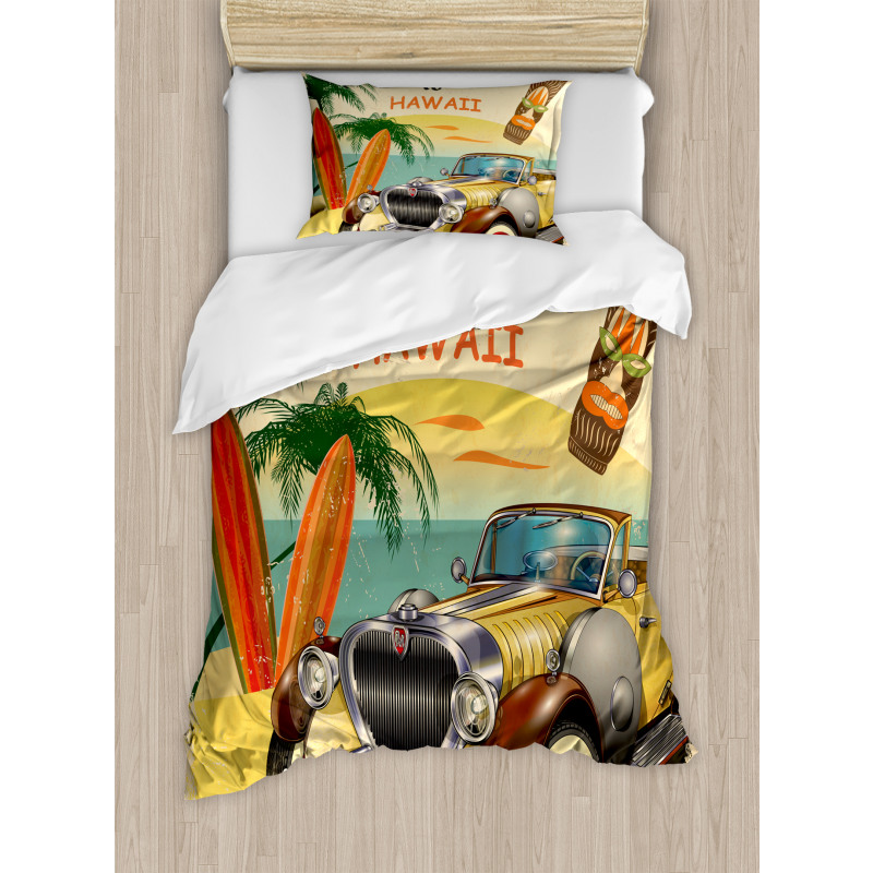 Car Palms Tribal Mask Duvet Cover Set