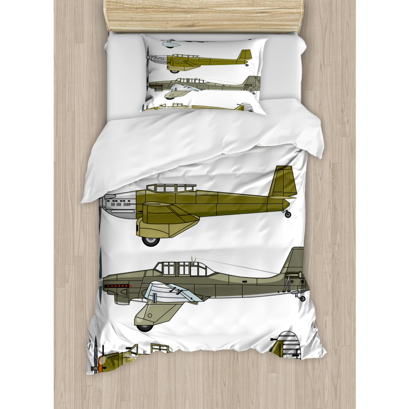 Old Dive Planes Jets Duvet Cover Set