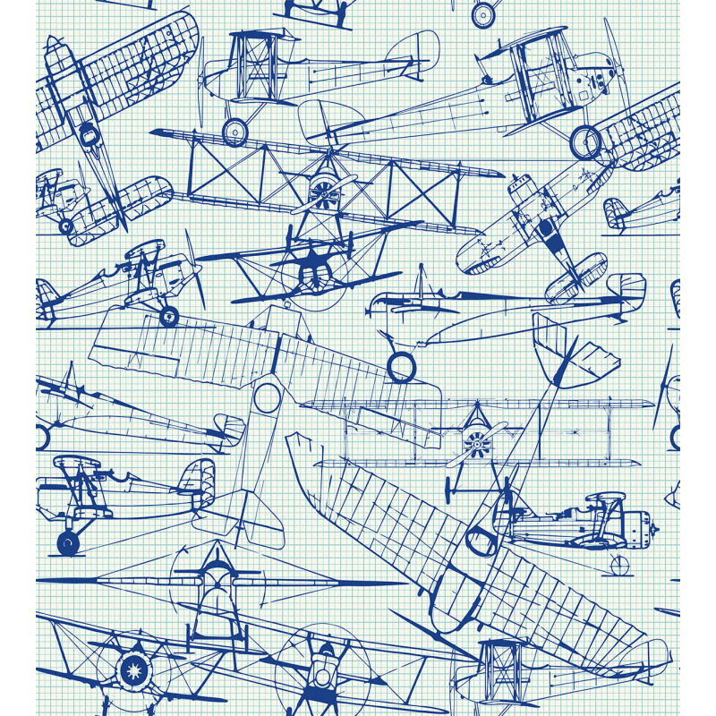 Old Airplane Drawing Duvet Cover Set