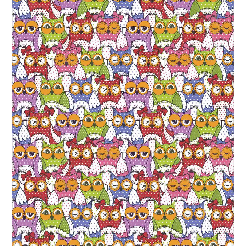 Ornate Owl Polka Dots Duvet Cover Set