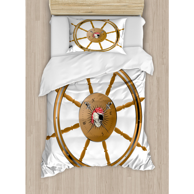 Pirate Sea Ship Wheel Duvet Cover Set