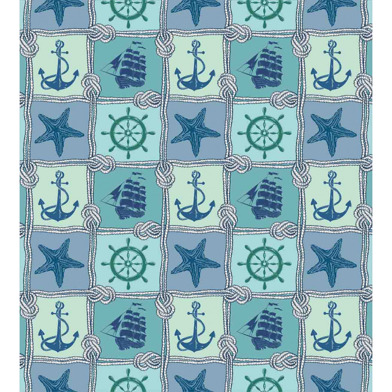 Ships Wheel Turquoise Duvet Cover Set