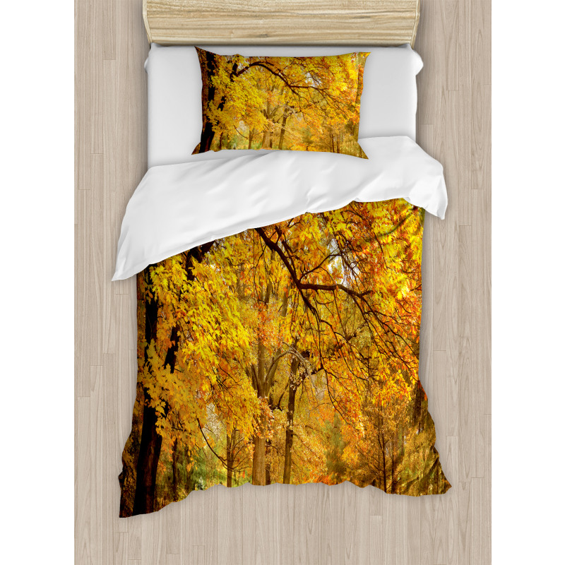 Fall Pale Maple Trees Duvet Cover Set