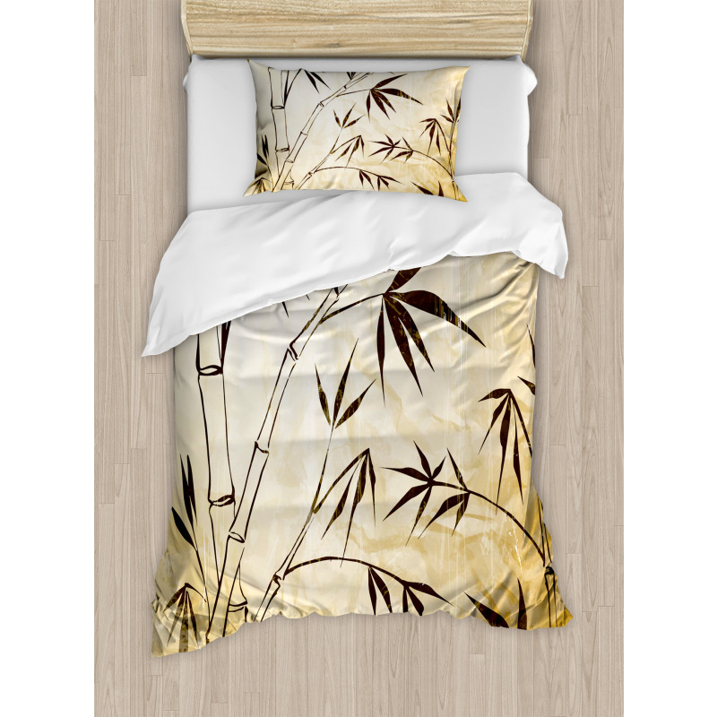 Gradient Bamboo Leaves Duvet Cover Set