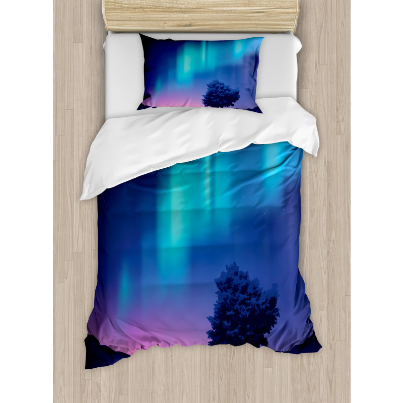 Aurora Borealis Tree Duvet Cover Set