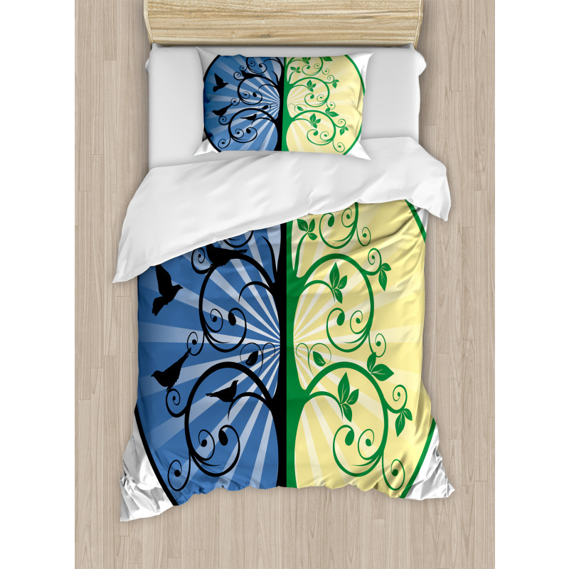 Ying Yang Tree Asian Duvet Cover Set