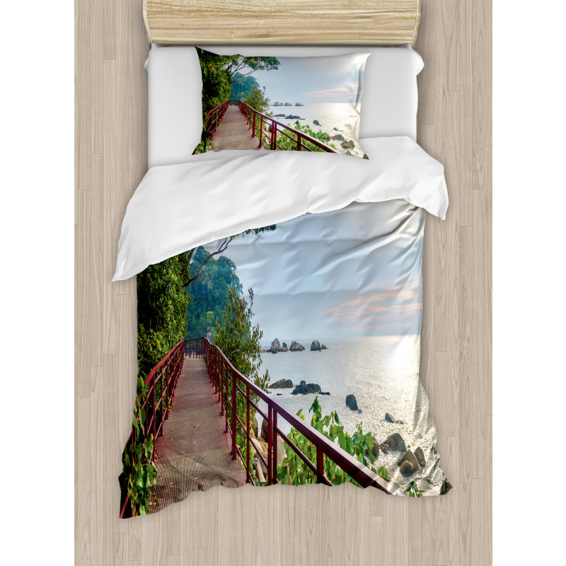 Jogging at Shoreline Duvet Cover Set