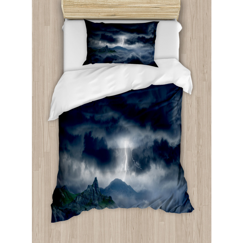 Stromy Sky over Mountains Duvet Cover Set