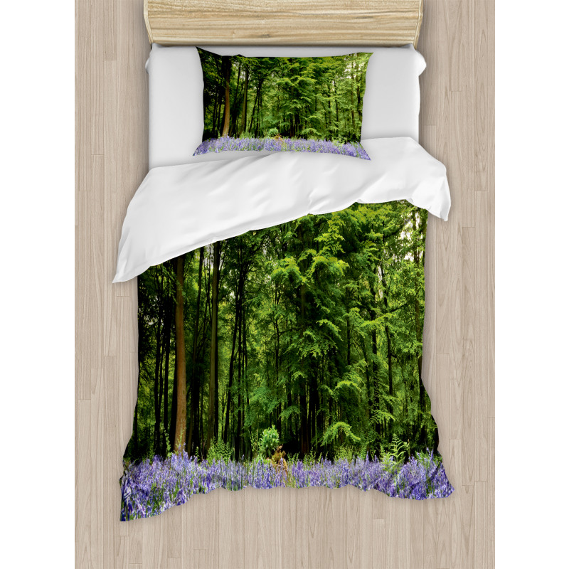 Bluebell Flowers Forest Duvet Cover Set