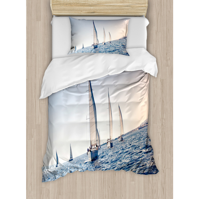 Racing Sport Sailboats Duvet Cover Set