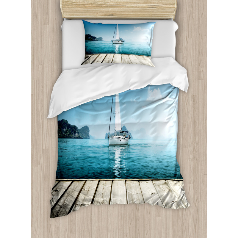 Yacht and Wooden Deck Duvet Cover Set