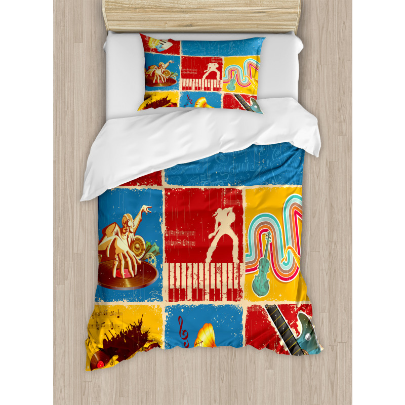 Music Jazz Grunge Boho Duvet Cover Set