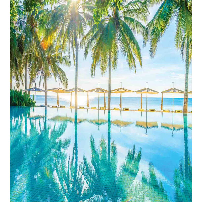 Palm Tree Hotel Pool Duvet Cover Set