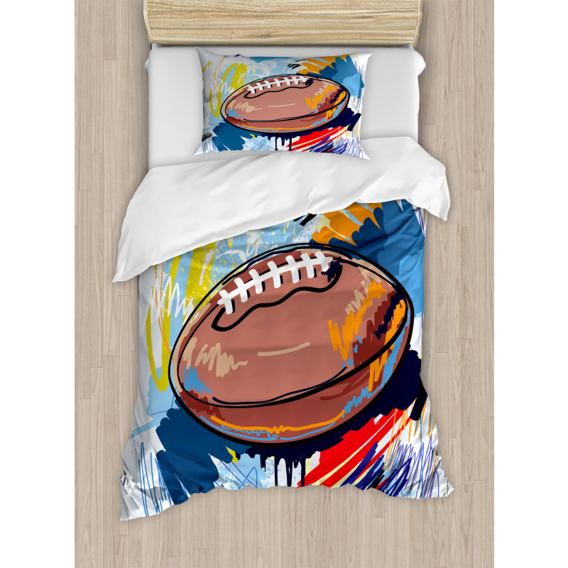 Rugby Ball Doodle Art Duvet Cover Set
