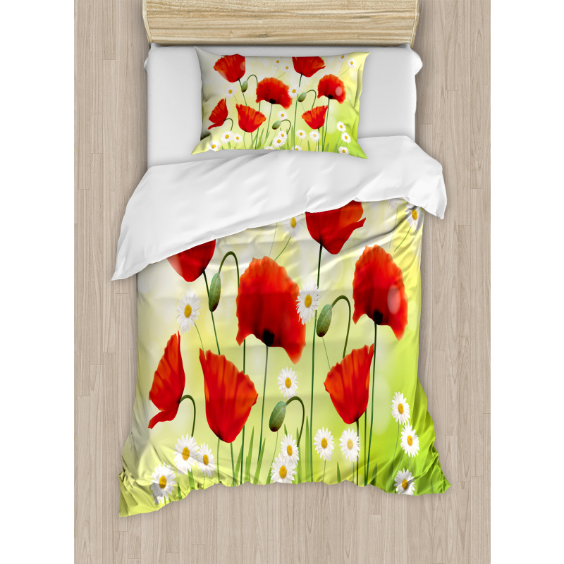Floral Chamomile Poppy Duvet Cover Set