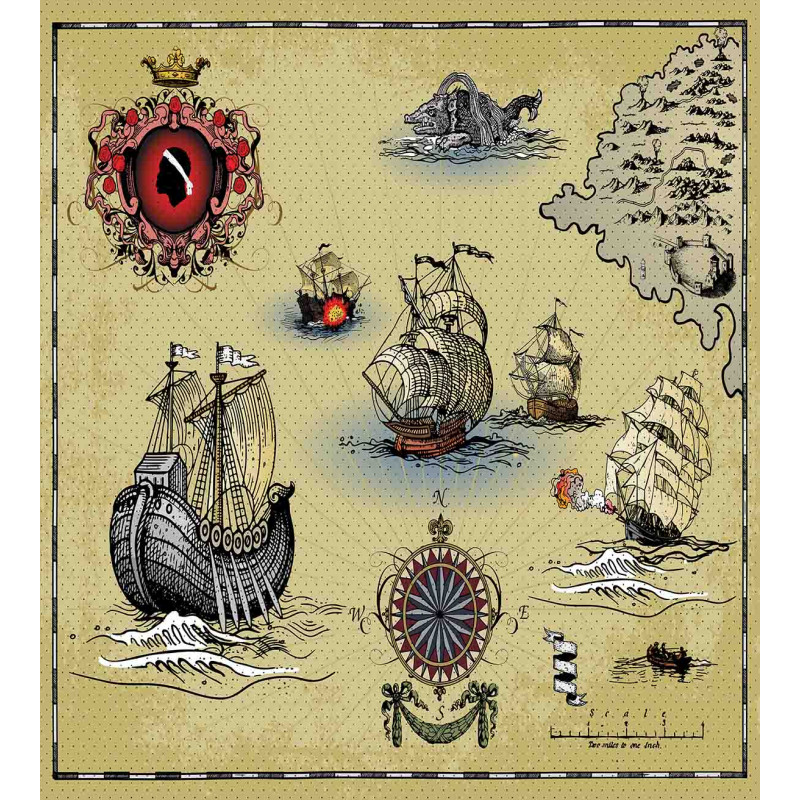 Antique Map Pirate Duvet Cover Set