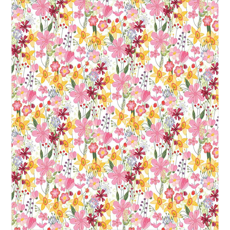 Cartoon Tulips Daffodils Duvet Cover Set