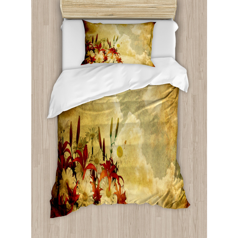 Retro Flower Chamomile Duvet Cover Set