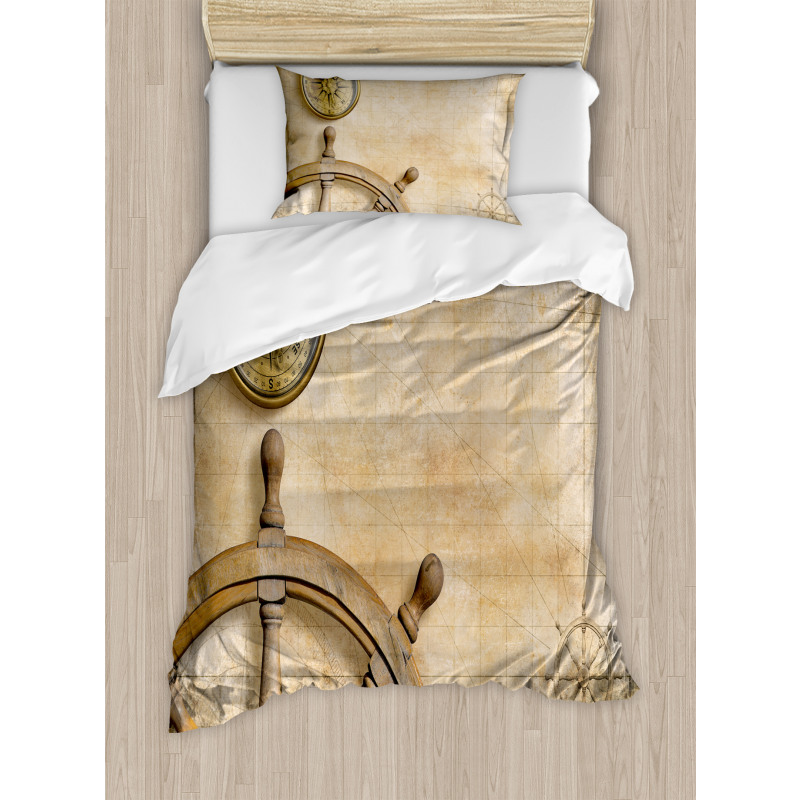 Wooden Wheel Compass Duvet Cover Set