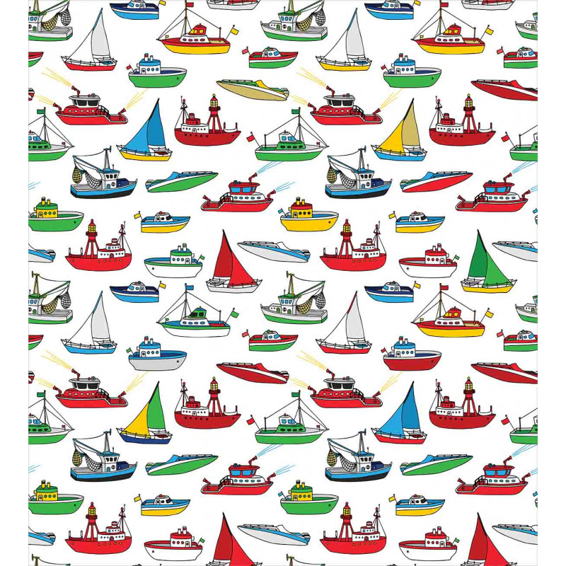Cartoon Fishing Boats Duvet Cover Set