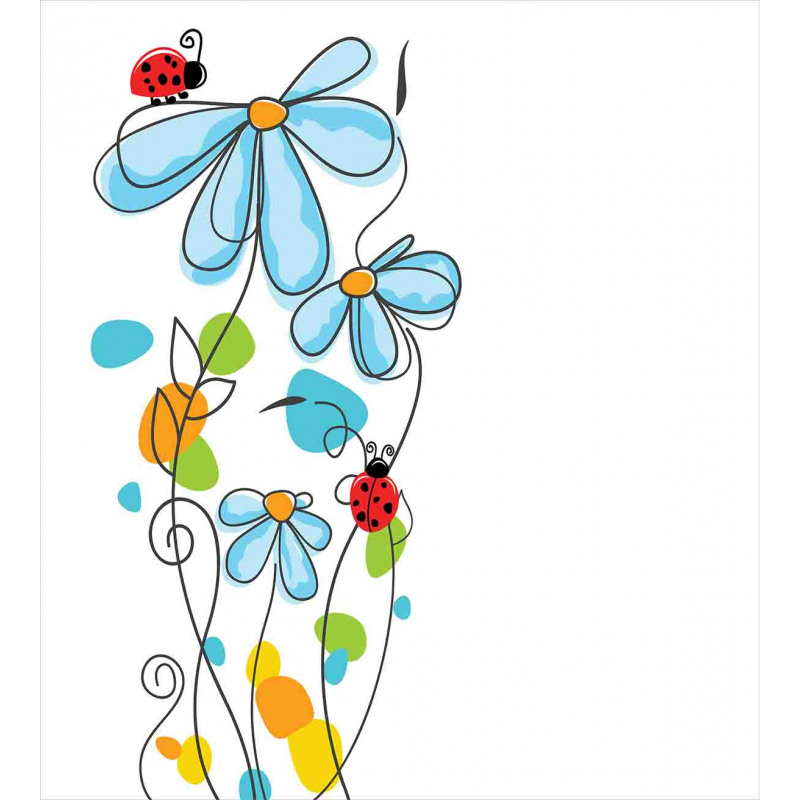 Cartoon Ladybugs Flowers Duvet Cover Set