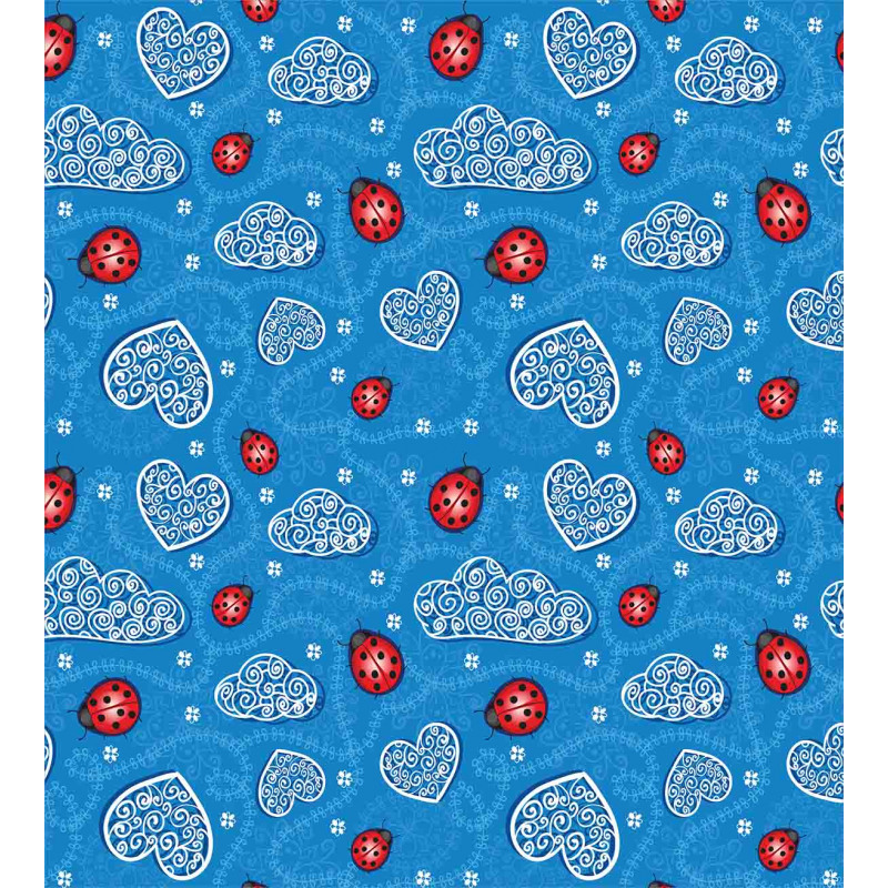 Ladybugs Hearts Clouds Duvet Cover Set