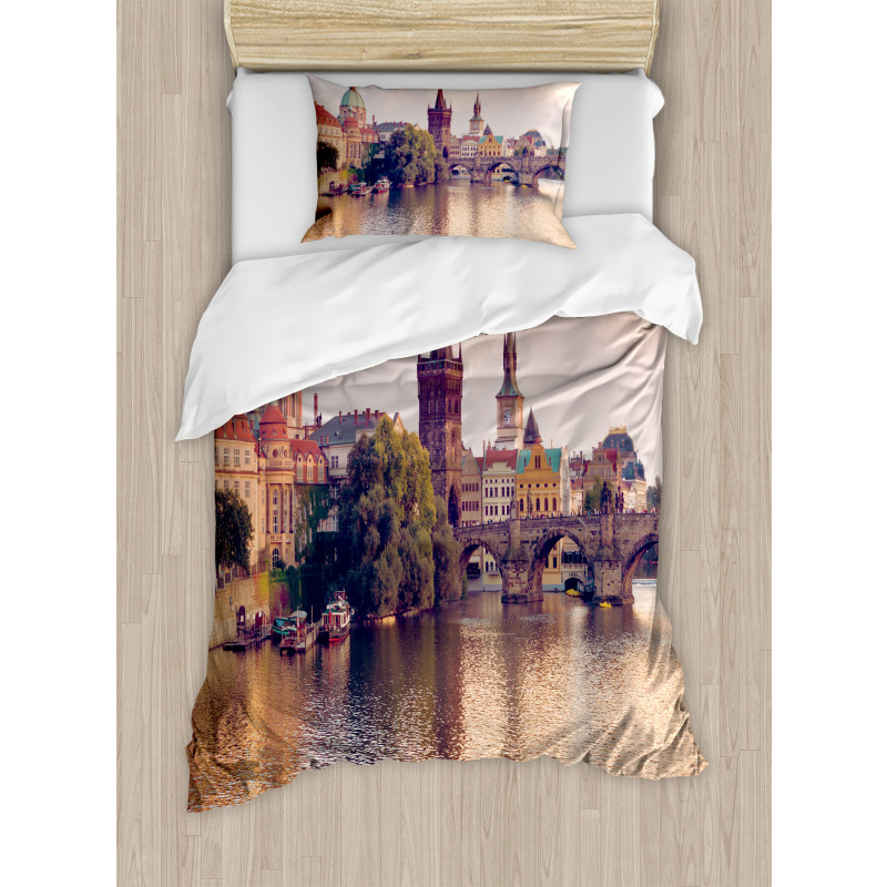 Prague River and Bridge Duvet Cover Set