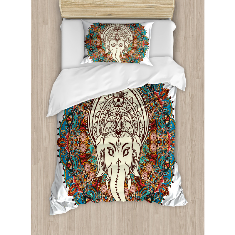 Mandala Floral Elephant Duvet Cover Set