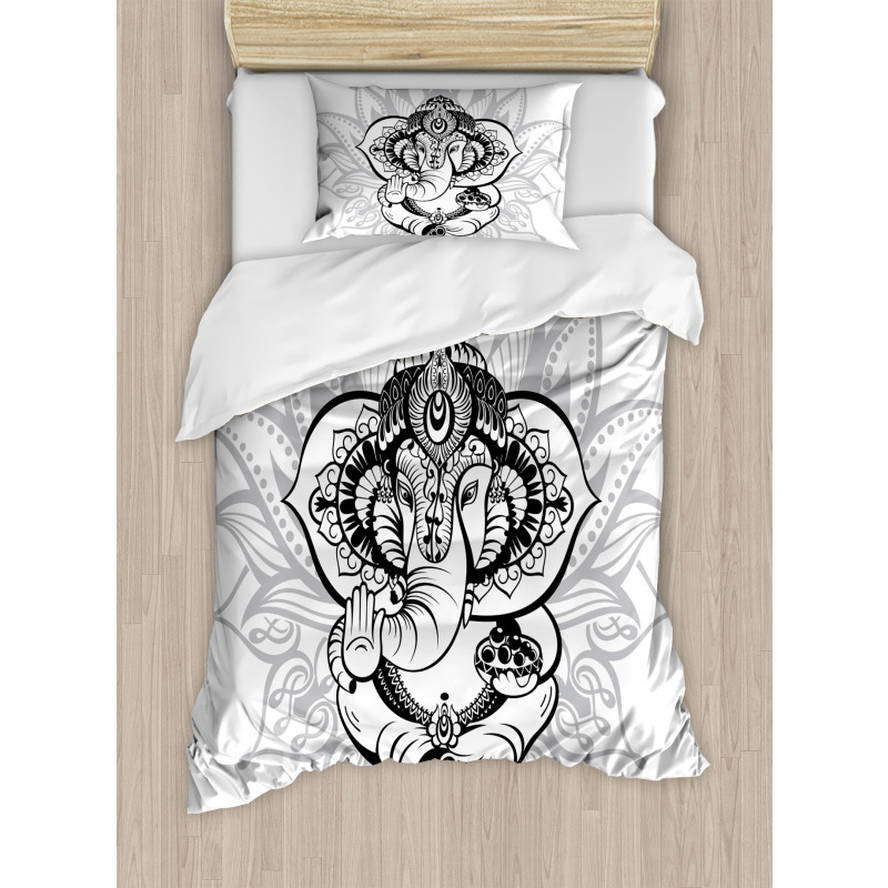 Elephant Ancient Figure Form Duvet Cover Set