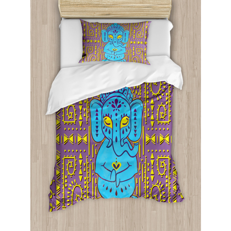 Elephant Tribal Art Retro Duvet Cover Set